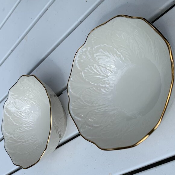 Vtg Lenox Greenfield Bon Bon Bowl 2 pc Set - Picture 2 of 10